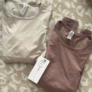 Yogalicious Ribbed Tank Tops in Beige and Mauve! NWT!!
